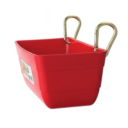 Little Giant FF11RED 4.5 Quart Heavy Duty Wall/Rail Mountable Feed Trough Bucket Fence Feeder, Red (4 Pack)