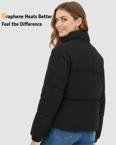 Genovega Graphene Women Heated Jacket 12V Fast Charge 18400mAh Large Capacity - color: Black, size: Medium