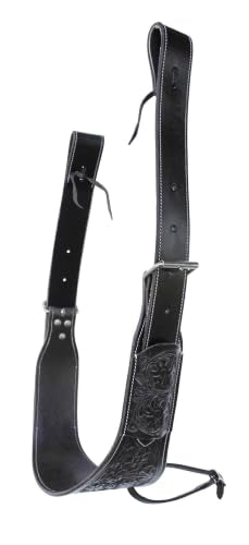 Horse Floral Tooled Leather Rear Flank Saddle Cinch Billets 97101 - color: Black