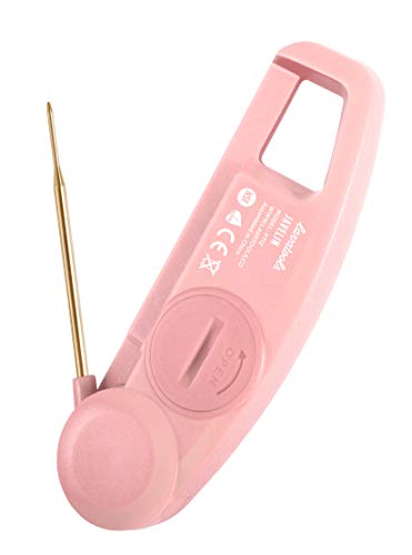 Lavatools Javelin® Ultra-Fast 3-Second Digital Instant Read Meat Thermometer for Grill and Cooking, 2.75" Probe, Compact Foldable Design, Large Display, IP65 Water Resistant, NSF Certified – Rhubarb - color: Rhubarb