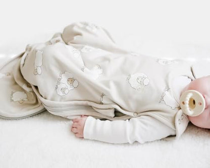Woolino Merino Wool & Organic Cotton Baby Sleep Sack 2-24 Months – Ultimate 4-Season Baby Sleeping Bag, Universal Size Wearable Blanket, 2-Way Zipper & Adjustable Fit, Year-Round Use - Sheep - color: Sheep