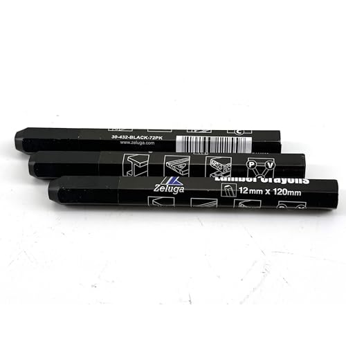 Zeluga 4.7in. x 0.47in. Hex Shape Industrial Lumber Marking Crayons for Clear and Permanent Markings, Black 72 Pack - color: Black, size: 1 Count (Pack of 72)