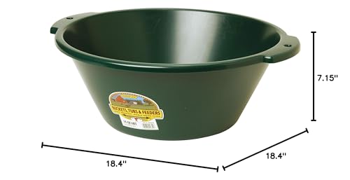 Little Giant® Plastic Feed Pan | Heavy Duty Mountable Livestock Feeding Bucket | Plastic Tire Feeder | Impact & Crack Resistant | 18 Quart | Green - color: Green, size: 18 Quarts