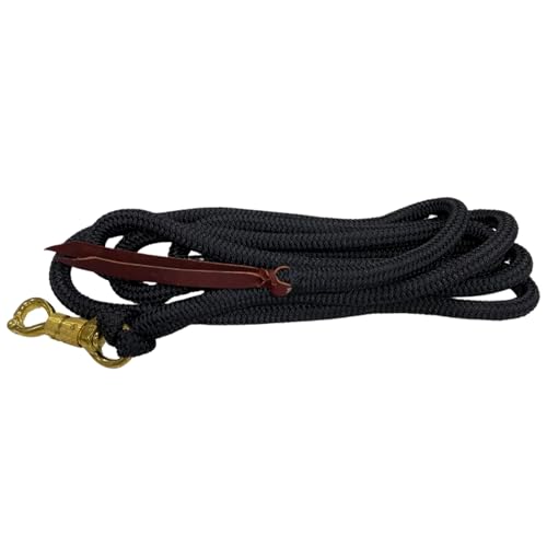 PARELLI 12 Foot Training Rope - Strong Everyday Use All-Purpose Horse Lead Rope with Loop & Latigo Popper | 9/16" Diameter Smooth Yachting Braid, Black - color: Black