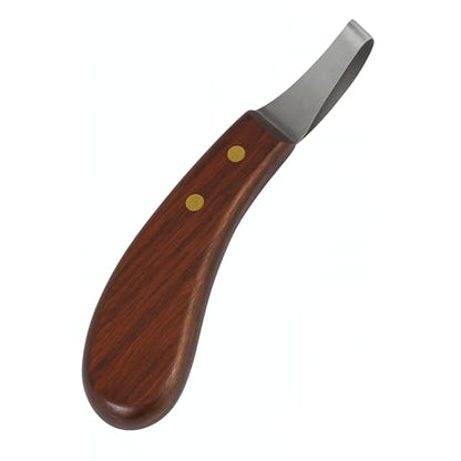 7 Inch Swiss Hoof Knife Double Edged – Stainless Steel Curved Blade Farrier Tool with Round Wooden Grip, Multipurpose Hoof Trimming Knife for Livestock. (Oval Hoof Knife) - style: Oval Hoof Knife