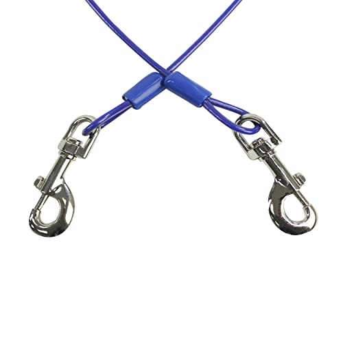 BV Dog Tie Out Cable 25 Feet - Heavy Duty Dog Lead Up to 60 Pounds - Reflective & Rust-Free with Quick Release Swivel Clips & 360° Rotating Clasp - Tangle-Free Dogs Runner for Yard (Blue, Pair) - color: 60lbs/ 25ft/ Blue, style: Pair