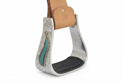 CHALLENGER Horse Western Aluminum Feather Engraved Saddle Stirrups 51245
