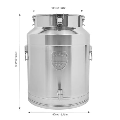 DYNAMI 16.9Gal 304 Stainless Steel Milk Bucket with Faucet,Thickened Stainless Steel Milk Can w/Sealing Lid, Large Liquid Container Storage,for Milk,Wine, Oil Storage Transport (64L/16.9gal,w/Faucet) - size: 16.9gal