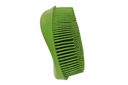Grewal Equestrian Oval Face Grooming & Bathing Curry Brush for Horses, Dogs, Cats, & Other Pets - Very Soft Bristles (Lime Green) - color: Lime Green