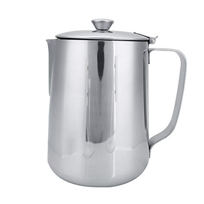 Stainless Steel Coffee Cup Mug Milk Frothing Pitcher Jug with Lid for Latte Coffee Art for Office Kitchen(1000mL) - size: 1000mL