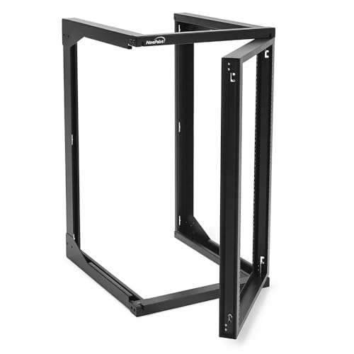 NavePoint 18U Server Rack with Swing Gate - Wall Mount Rack for 19 Inch IT Equipment Open Frame Rack – Network Rack Wall Mount for AV & Server Equipment 18” Deep Rack, Black - size: 18U - 18in Deep