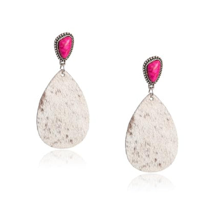 Montana West Rustic Couture's Western Concho Dangle Drop Earrings for Women - color: O-Hot Pink