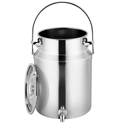 304 Stainless Steel Milk Can with Spigot 2.6 Gallon 10 Liter Metal Water Beverage Drink Dispenser Milk Pail Milk Bucket for Milk Wine Oil