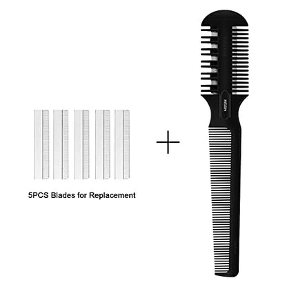 Hair Cutting Comb - Double Edge Razor for Thin and Thick Hair Trimming and Styling with 5 PCS Spare Blades - size: Medium