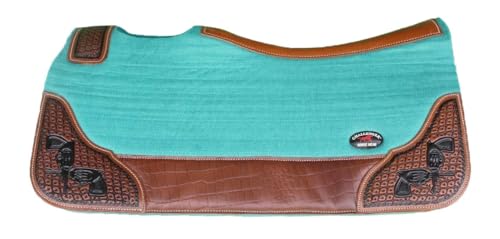 Horse Western Contoured Wool Felt Therapeutic Saddle Pad Black 39208 - color: Teal