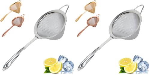 A Bar Above Stainless Steel Fine Mesh Cocktail Strainer, 304 Conical Sieve with Ergonomic Handle, Rustproof Bartender Tool for Double-Straining Tea, Coffee, Kombucha, and Culinary Prep (Pack of 2) - color: Stainless Steel, size: Regular (Pack of 2)
