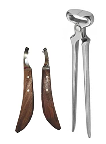 Hoof Nipper 15" Model with De Knives Hoof Knife Set – Professional Farrier Horse Hoof Trimming Kit, High Carbon Steel Nipper & Razor Sharp Hoof Knives for Precision Hoof Care