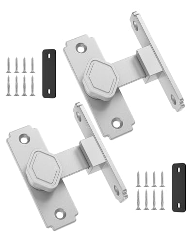 Pocket Door Lock, 90 Degree Latch, Barn Door Hardware Silver 2PCS - color: Silver-2 Pcs