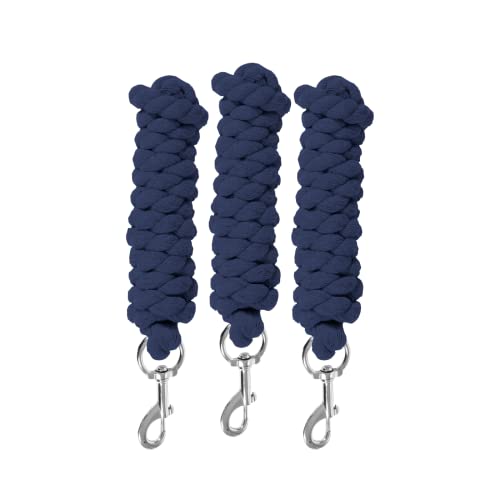 HORZE Basic Cotton 7' Horse Lead Rope (Set of 3) - Peacoat Dark Blue - color: Peacoat Dark Blue
