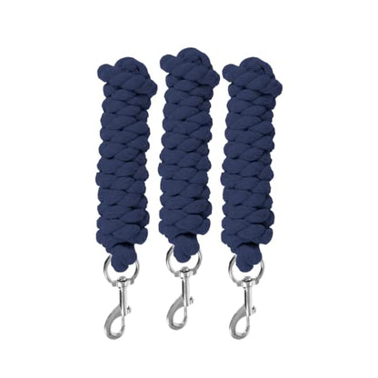 HORZE Basic Cotton 7' Horse Lead Rope (Set of 3) - Peacoat Dark Blue - color: Peacoat Dark Blue