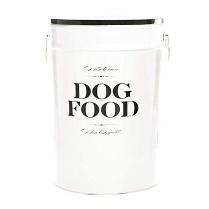 Harry Barker Bon Chien Dog Food Storage Canister – Large 11 gallon, Airtight Stainless Steel Pet Food Container, Stylish Kitchen Counter Dog Kibble Storage with Easy-Open Lid - White - color: Black & White