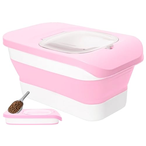 10-13 Lbs Airtight Dog Food Storage Container,Collapsible Pet Food Storage - color: Pink/10-13 Lbs