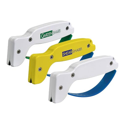 AccuSharp Multi-Pack Hand-Held Carbide Blade Sharpener, Knife, Garden Tool and Scissor Sharpener, Restores, Repairs & Hones Blades & Edges, 3-Pack - color: White & Yellow & White