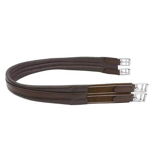 Contoured English Chafeless Girth Black Brown 46" / 48" / 50" / 52" / 54"/ 56" - color: Brown With Matching Elastic, size: 52"