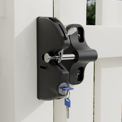 Self Locking gate Latch, Lockable Latch Key, Fence Lock Suitable for Outdoor Gates. Locking gate Latch Fence Hardware Suitable for Metal, Wood, and Vinyl Fences. Black Finish