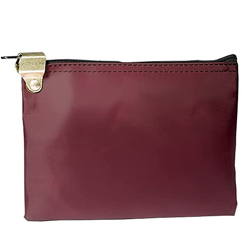 BankSupplies Burgundy Laminated Nylon Lockable Medication Bag - 8W x 5.5H - Locking, Secure, and Portable - color: Burgundy