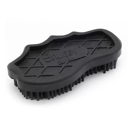 Grewal Equestrian Snuggy Groomer Soft Teeth Rubber Groomer Curry (Black) - color: Black