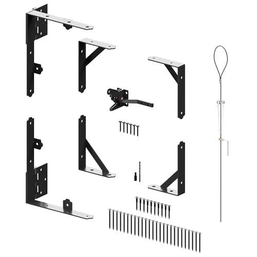 Gate Corner Brace Bracket Anti Sag Gate Frame Kit with Self-Locking Latch