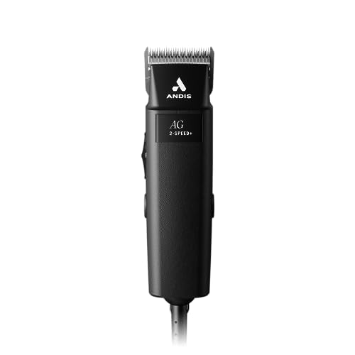 Andis 12845 AG Ultra-Light 2-Speed Detachable Blade Clipper, Black | 3,400/2,700 SPM rotary motor, cool-running vent-free design, professional dog grooming clipper - size: #10