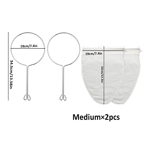 ‌2 Pack Nut Milk Bags, Extra Fine Mesh Strainer Bags - Reusable Cheesecloth for Almond Milk, Juicing, Cold Brew Coffee, Jelly, Honey & Berry Seeds - color: 2PC Medium