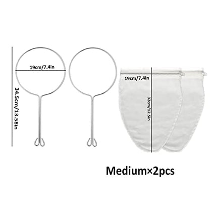 ‌2 Pack Nut Milk Bags, Extra Fine Mesh Strainer Bags - Reusable Cheesecloth for Almond Milk, Juicing, Cold Brew Coffee, Jelly, Honey & Berry Seeds - color: 2PC Medium