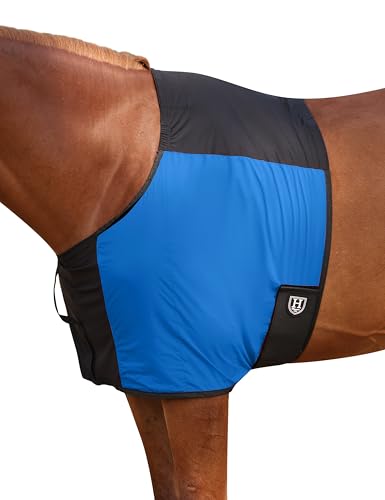Harrison Howard Horse Shoulder Guard with Fleece-Lined Front Legs, Anti-Rub Stretch Nylon Protector for Horse Care Blankets Blue M - color: Blue, size: Medium