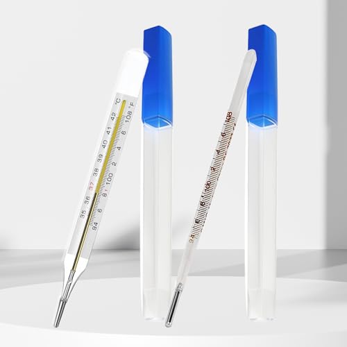 ℉ &℃ Oral Thermometer for Adults and Kids 2PCS - Glass Thermometer for Rectal Temperature - Accurate Easy Reading - AiBi TECH