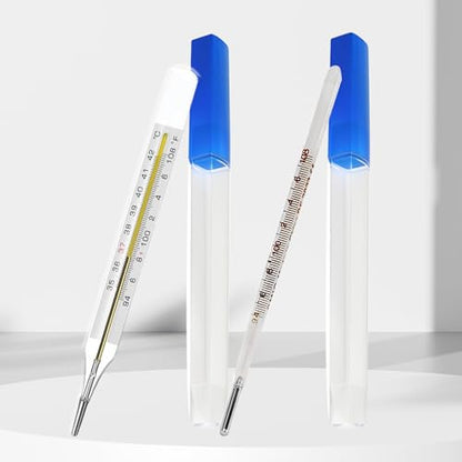 ℉ &℃ Oral Thermometer for Adults and Kids 2PCS - Glass Thermometer for Rectal Temperature - Accurate Easy Reading - AiBi TECH
