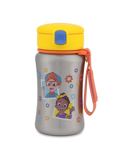 Skip Hop x Blippi & Meekah Toddler Stainless Steel Water Bottle, BPA-Free Toddler Water Bottle with Pop-Up Lid & Flexible Straw Holds 12oz. Age 12m+ - color: Blippi & Meekah