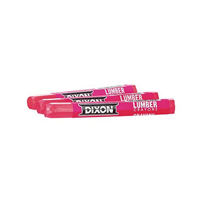 Dixon Industrial Lumber Marking Crayons, 4.5" x 1/2" Hex, Pink, 12-Pack (52600)