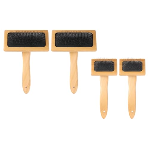 MECCANIXITY 4 Pcs Wool Carder, Hand Carding Brush 2 Large and 2 Small Wooden Pet Grooming Tool for Needle Felting Pet Grooming Weaving Craft Supplies, Black, Wood Color - color: Black, style: 2 Large and 2 Small
