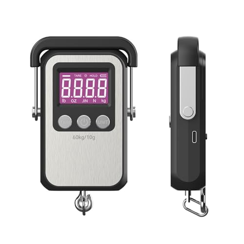 Klau Portable Rechargeable Luggage Hanging Scale,60 kg/120 lb, Black | Heavy Duty, Wide Handle, For Home Farm Hunting Outdoor