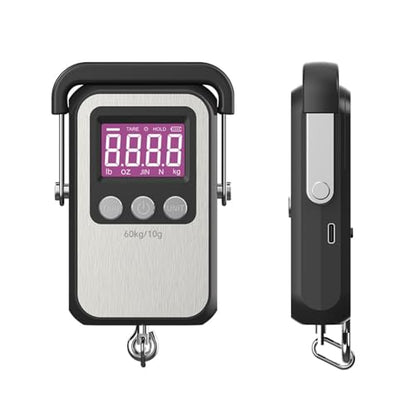 Klau Portable Rechargeable Luggage Hanging Scale,60 kg/120 lb, Black | Heavy Duty, Wide Handle, For Home Farm Hunting Outdoor