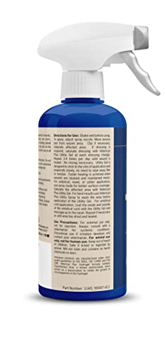 Vetericyn Plus Livestock Utility Gel Spray | Sprayable Hydrogel Wound Care, Teat Spray, Dermal Irritation Relief, Non-Toxic and Antibiotic-Free Formula, Safe for All Animals. 16 ounces