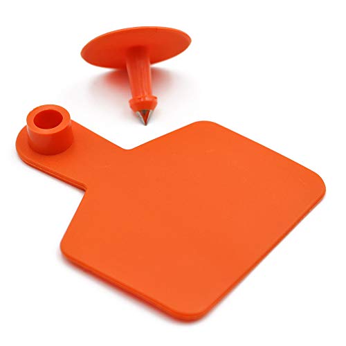 Blank Cattle Ear Tags for Cows Hogs Sheep Livestock, 100 Pieces | Cow Ear tags for Cattle Pigs Goats, Weather-resistant Material (Orange) - color: Orange