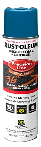 Rust-Oleum 203022 Precision-Line 17 oz Inverted Marking Spray Paint, Caution Blue - color: APWA Caution Blue, size: 17 Ounce (Pack of 1)