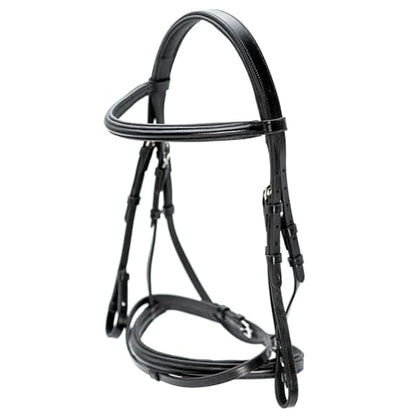 Jeffers Uniquely English Leather Horse Bridle with Reins, Padded Crown, Adjustable Noseband, English Bridle Tack for Hunter, Jumping, Dressage, Riding - size: Oversize
