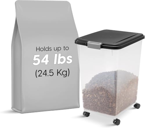 IRIS USA Dog Food Storage Container, Up to 54 lbs, Black, Made in USA - color: Black, size: 54 lbs