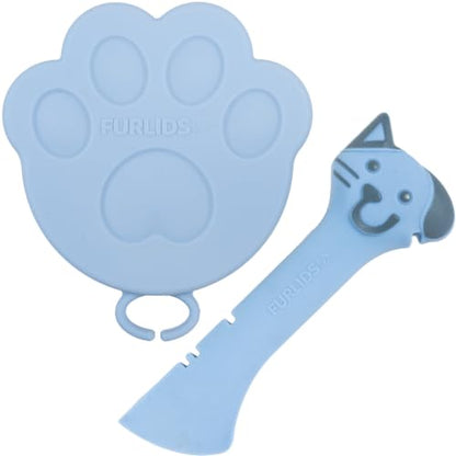 FURLIDS Blue NEW PREMIUM SEAL | Dog Food Can Lid & Cat Food Can Lid with Spatula – Silicone Pet Food Can Cover, Airtight, Reusable, Universal Fit, Dishwasher Safe - color: Furlids PREMIUM SEAL 1 Pack Blue