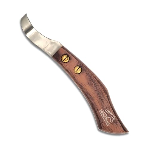 Equine Care Farrier Loop Hoof Knife, J2 Stainless Steel, Wood Handle